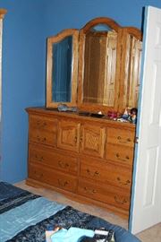 COORDINATING OAK DRESSER AND MIRROR