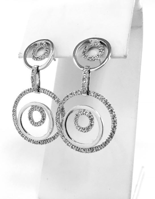 14kt White gold dangle earrings with 1.01tw micro pave diamonds. $350