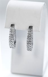 Diamond Earrings 1.89 carat total weight. In 14 karat white gold mounting. $1440
