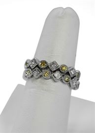 Yellow and white diamond rings.