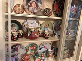 inside the china cabinet, lovely hand painted china