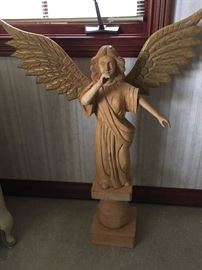 Wooden angel statue, about 3 feet tall