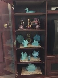 Blue milk glass, Westmoreland & Fenton