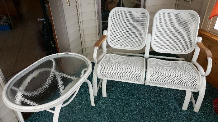 6 piece Patio Set includes 2 person glider and glass top table (picture 2 of 2) 
