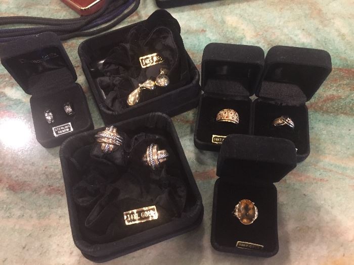 14k rings, earrings