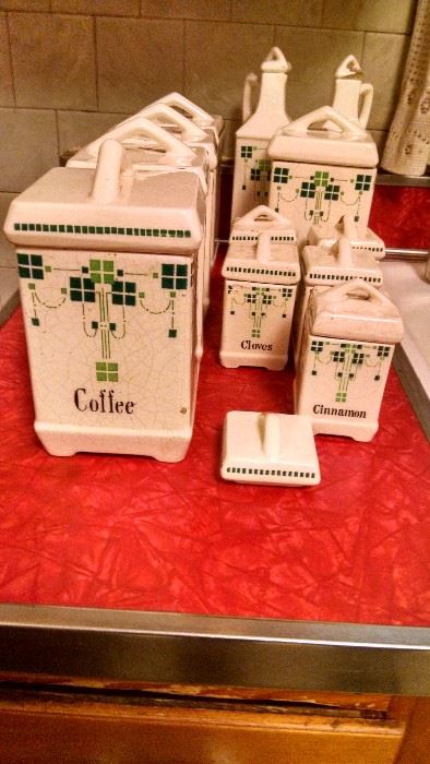 OLD GREEN / WHITE CANISTER SET
