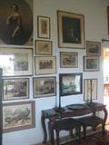 partial collection of antique etchings/prints