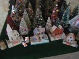 Vintage christmas village and trees