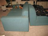 Mid Century sectional , five pieces ,three turquoise, two orange