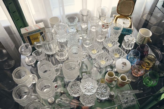 Miniature glasses, shot glasses, salt cellars