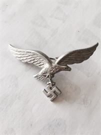 German WWII Luftwaffe Non Condor Legion Droop Tail Aluminum Eagle for Visor Hat
