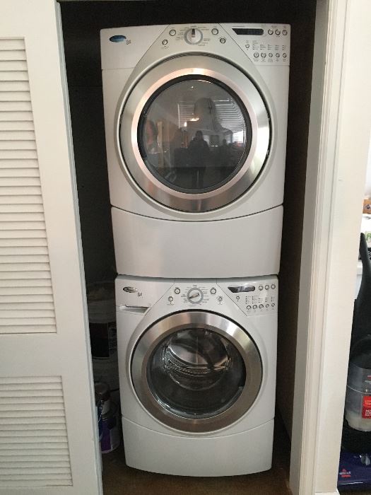 Whirlpool stackable washer and dryer- like new condition