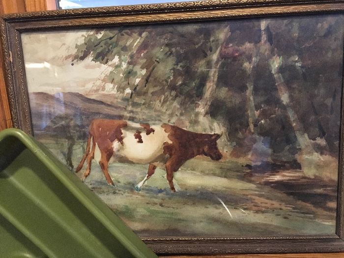 Be sure and check out this original cow water color.  Nothing famous, - just one of those that seems to have a story