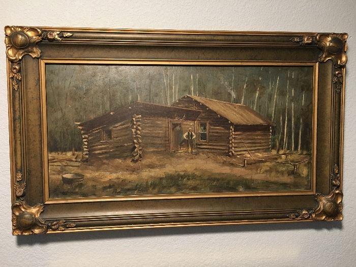 This vintage oil painting is a true depiction of the times