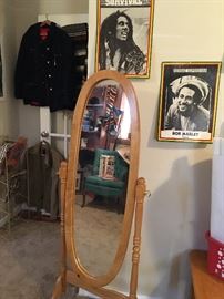 Nice standing mirror and some vintage Bob Marley posters
