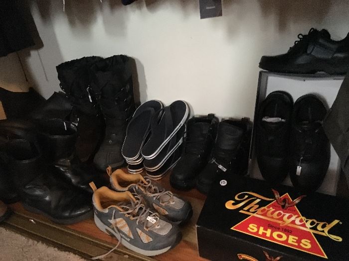 Some brand new leather boots, hiking shoes etc