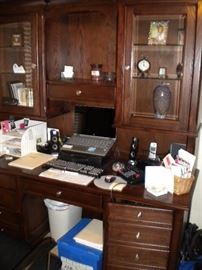 Aspen Home desk and lighted hutch electronics not for sale.