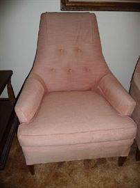 UPHOLSTERED PINK/CORAL CHAIR (FADED)
