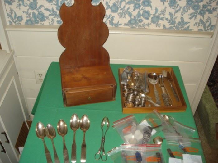 coin silver, Swedish souvenir spoons, wall box