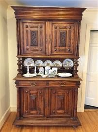 Antique French Cabinet with Collection of French Faience