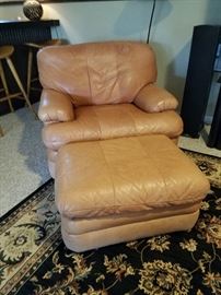 Flexsteel Leather Chair & Ottoman