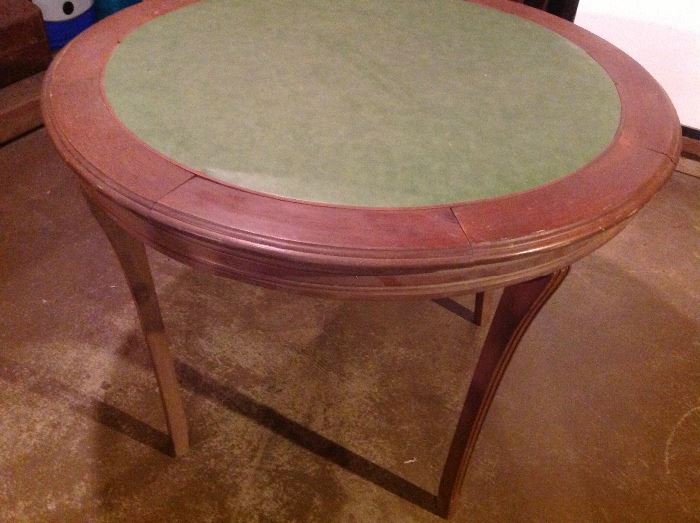 Leather round card table