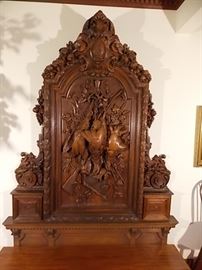 LARGE HAND CARVED PHEASANTS "HUNTERS PRIDE" WOODEN WALL SCONCE, 70"L X 104"H