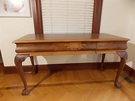 "SCHMIG & KOTZIAN" NY - BURLED WALNUT ENTRY CREDENZA, BALL & CLAW FEET