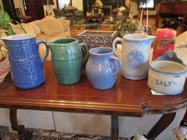 CROCKERY PITCHERS, SALT CROCK