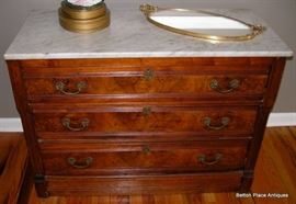 Antique Eastlake style 3 Drawer Chest with marble top     $ 275.00