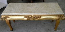 Italian Gold Base Faux Marble top Hall table { 12 inches tall}   $50.00