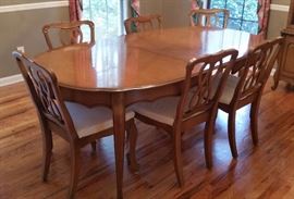 Stanley Fruit wood Dining Table and 6 chairs.... $ 500.00..