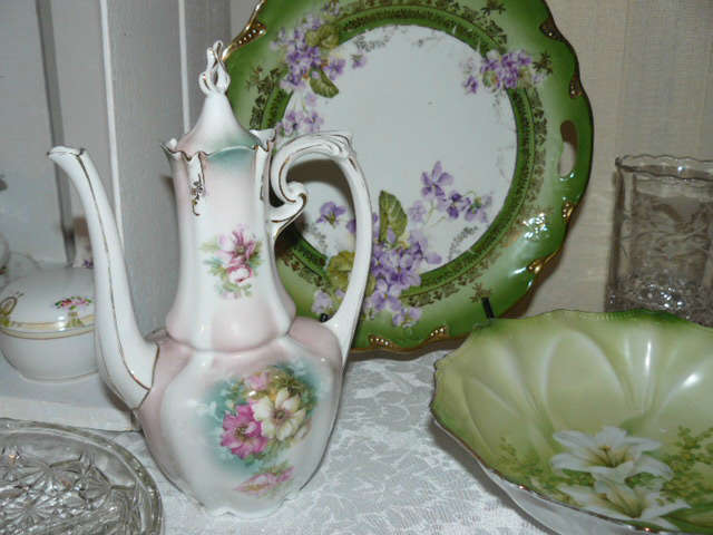 Chocolate pot and several (some not visible) Austria & Bavaria bowls.