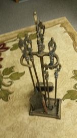 VINTAGE "SOLID BRASS" FIREPLACE IRON SET...A GREAT SET!!!