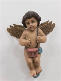 Lot 34: Carved Wood Paint Decorated Putti