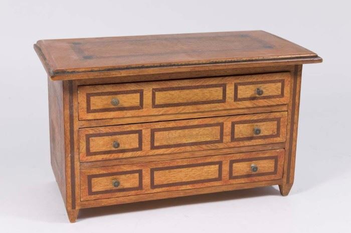 Lot 38: Miniature Inlaid 3-Drawer Commode