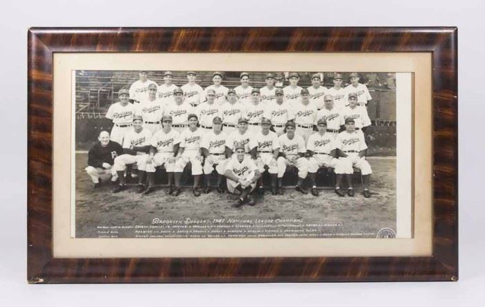 Lot 91: 1941 Brooklyn Dodgers Framed Team Photo
