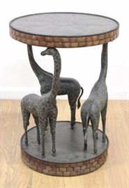 Lot 119: Side Table with Carved Full Figure Giraffes