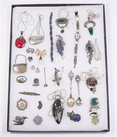 Lot 224: Tray Lot Costume & Mostly Sterling Silver Jewelry