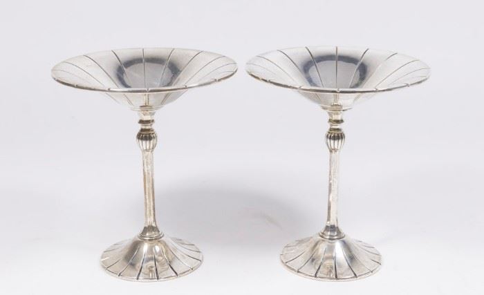 Lot 253: Pair Sterling Silver Compotes