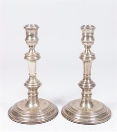 Lot 263: Pair English Weighted Sterling Silver Candlesticks