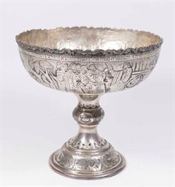 Lot 268: Middle Eastern Silver Judaica Figural Compote