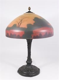 Lot 351: Reverse Painted Scenic Lamp