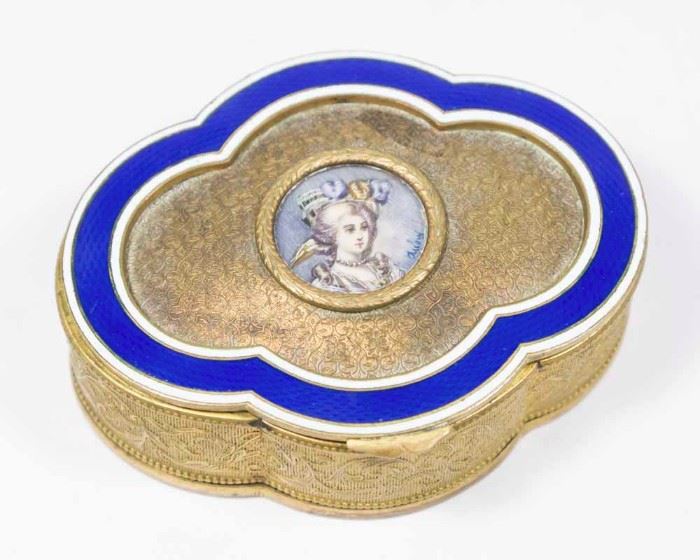 Lot 5: Brass & Enamel Portrait Box