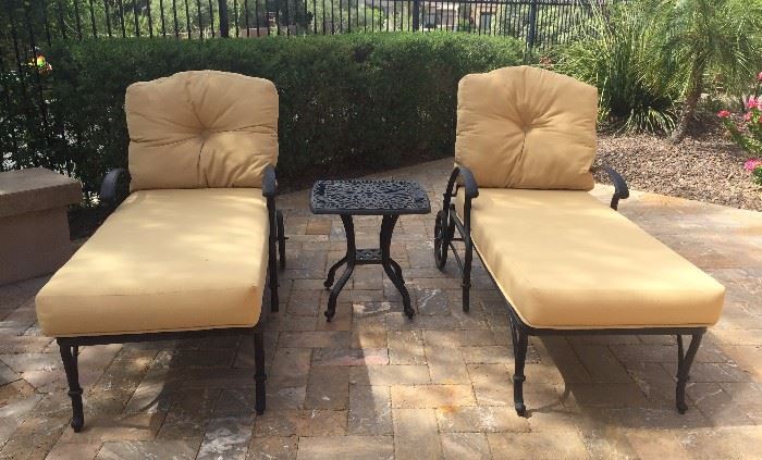 Chaise Lounge w Cushions (2), Patio Side Table