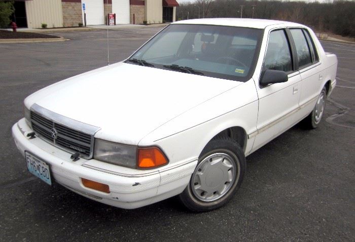 1991 Dodge Spirit Passenger Car, 89,963 Miles, VIN # 3B3XA46K2MT608690