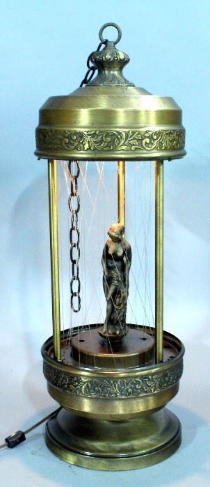 Vintage Hanging Mineral Oil Motion Rain Lamp, Nude Goddess, 28"T, Powers Up