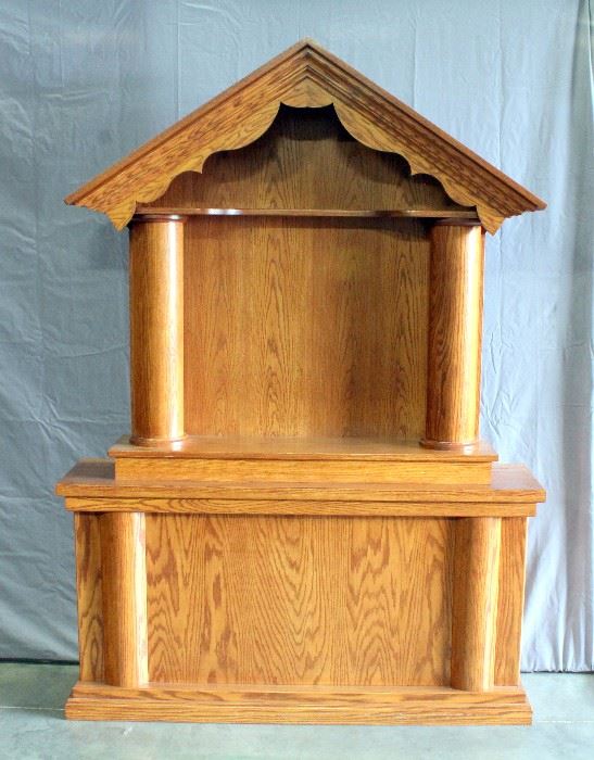 Handcrafted Alter made by Mennonite Craftsman for Home Chapel, Hand Hewn Columns made with Draw Knife, 58"W x 81.5"H x 14