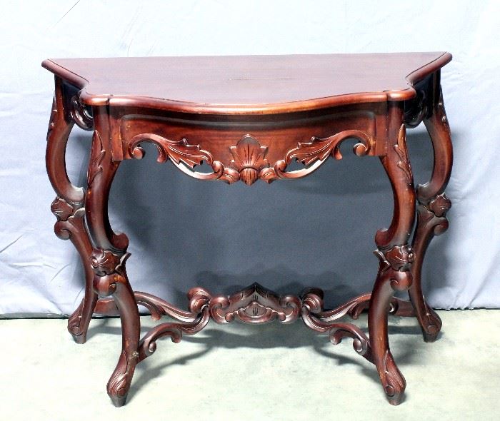 Carved Wood Console Table, 28"W x 35"H x 15.5"D