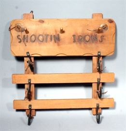 "Shootin' Irons" Wall Gun Rack with Horseshoe Rungs, 20"W x 20"H